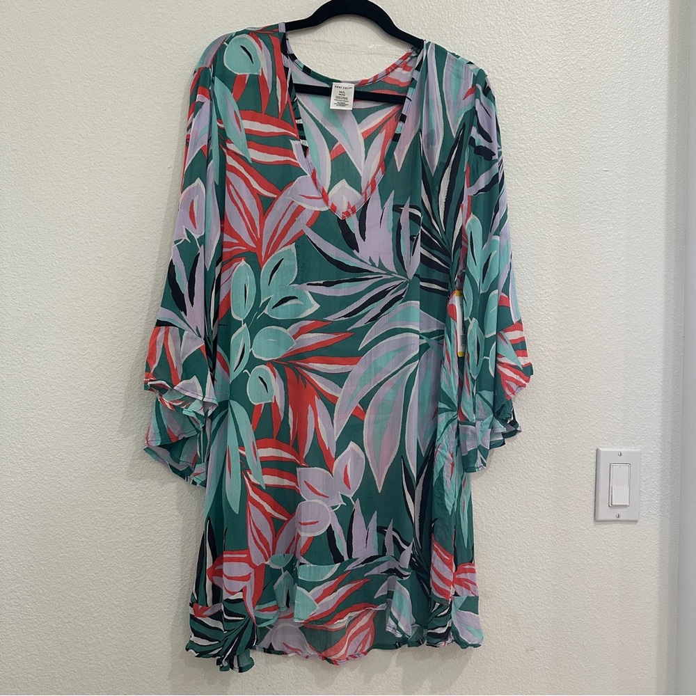 Anne Cole Multicolor Leaf Print Swim Cover-Up